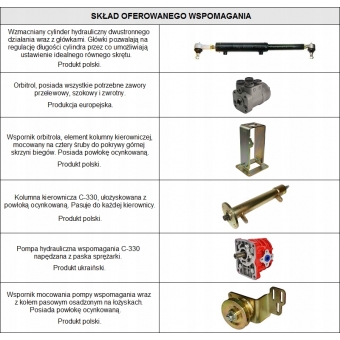 Wspomaganie do ciągnika URSUS C-330, siłownik wzdłużny, napęd ze sprężarki 